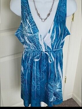 Style Works Aqua Blue Summer Dress Size M